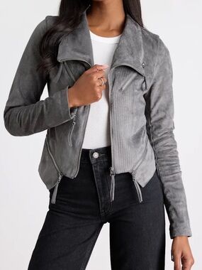 Lulu's Charcoal Gray Suede Cropped Moto Jacket - on Lulu’s now $79 so 72% off!